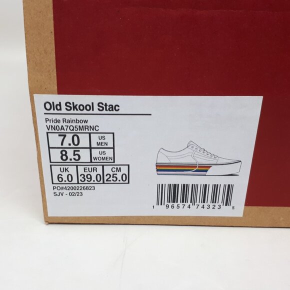 Vans Old Skool Stackform Platform Shoe Sneaker White Pride Mens 7 / Womens 8.5 - Picture 11 of 12